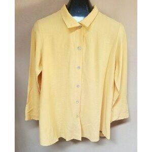 Christopher Calvin Womens Small Yellow Button Down Shirt Long Sleeve New $160